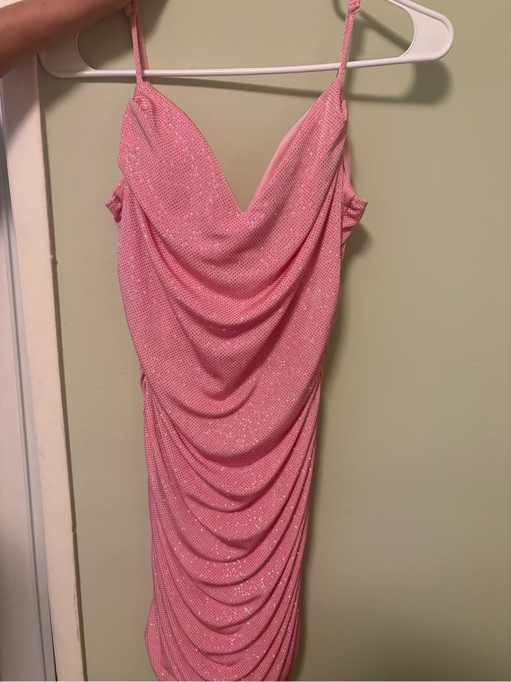 Windsor Sparkle Draped Pink Slip Dress